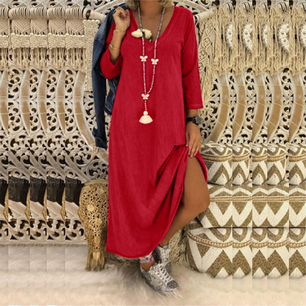 V-neck long sleeve dress