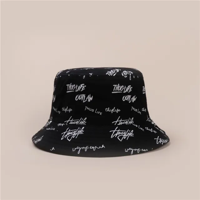 Printed Hip Hop Graffiti Letter Fisherman Hat Black - Shop at LoveMi