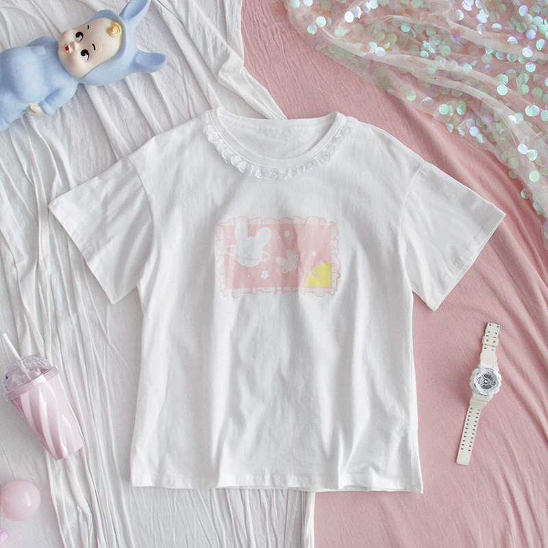 Starry Rabbit Print Short Sleeve