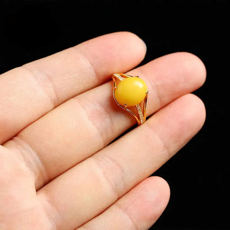 Amber beeswax ring