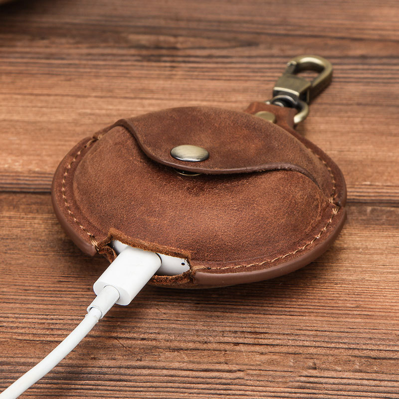 Crazy Horse Leather Hook Headphone Case