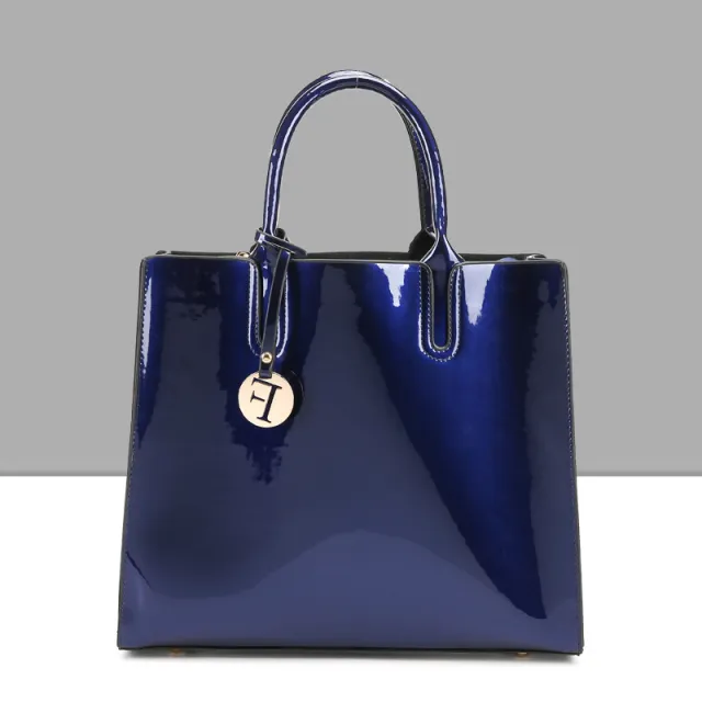 Patent leather mirrored leather shoulder cross body bag Blue - Shop at LoveMi