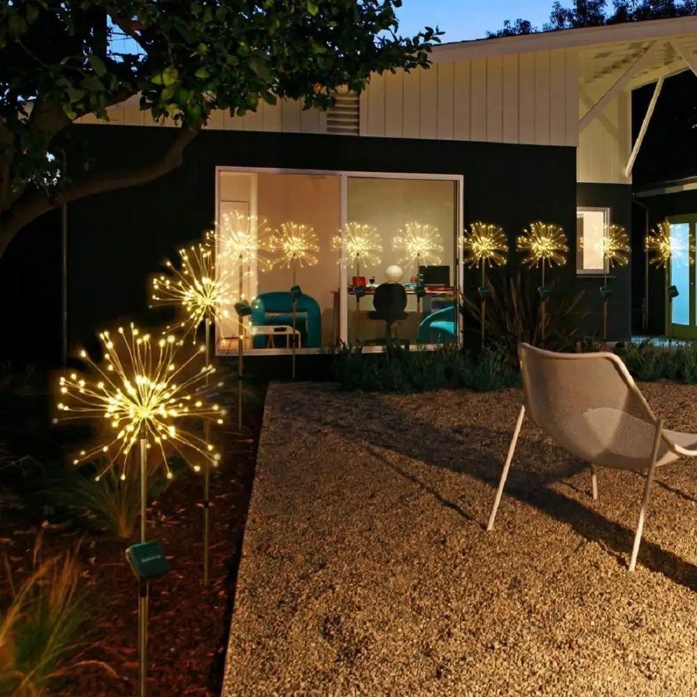 New Ground Plug Solar Fireworks Light LED String Copper