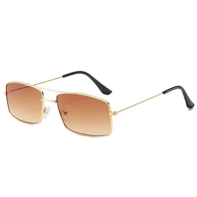 Retro square double beam glasses - Brown