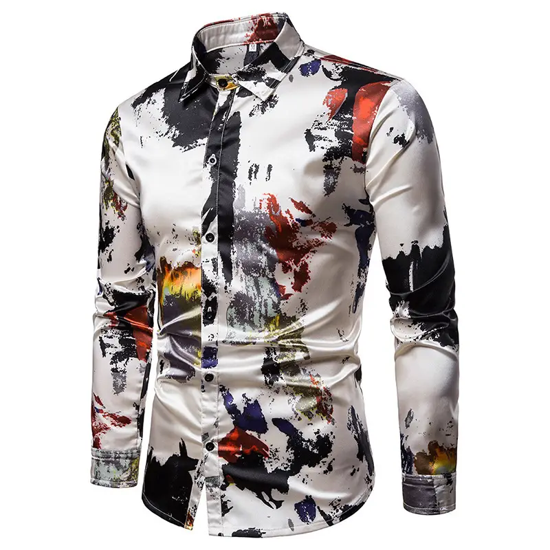 European and American slim men's polo long sleeve shirt