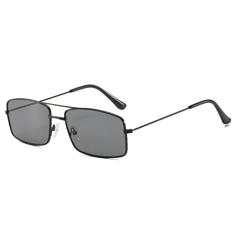 Retro square double beam glasses - Black