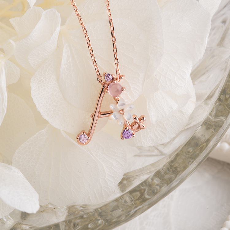 Shell Flower Alphabet Silver Necklace