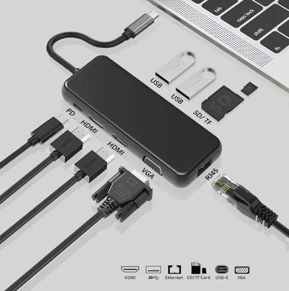 9in1 Dual HDMI + VGA + Gigabit Network Card