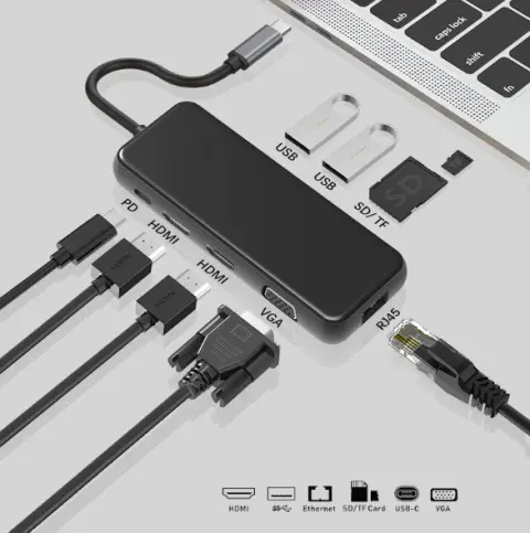 9in1 Dual HDMI + VGA + Gigabit Network Card