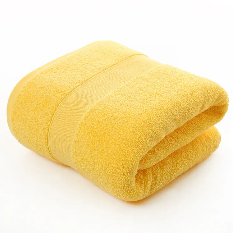 Cotton thickened plain colored bath towel - Yellow