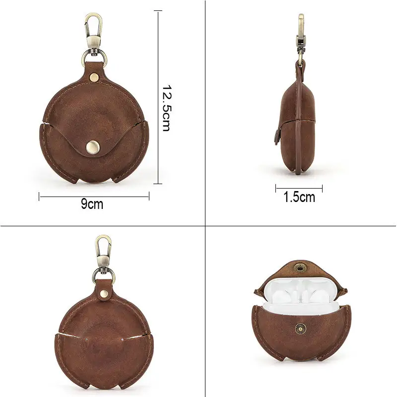 Crazy Horse Leather Hook Headphone Case