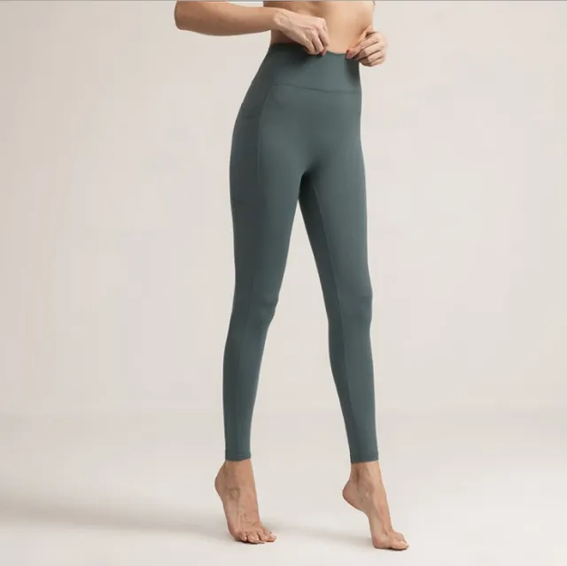 Pocket nude fitness track pants Green - Shop at LoveMi