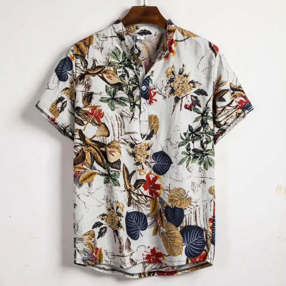 Slim Shirt Men Contrast Color Printing Men