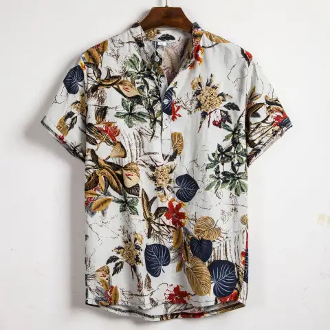 Slim Shirt Men Contrast Color Printing Men