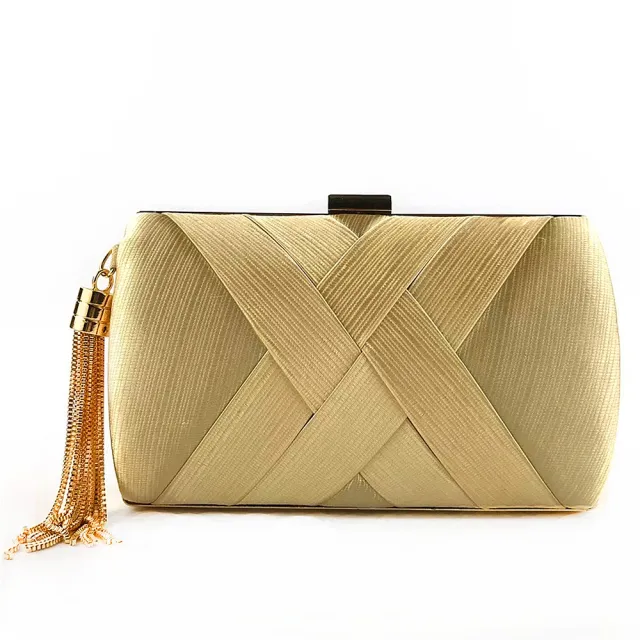 Dinner Satin Fashion Tassel Clutch Gold - Shop at LoveMi