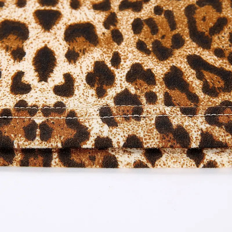 Sexy Leopard small stand collar blouse Slim vest