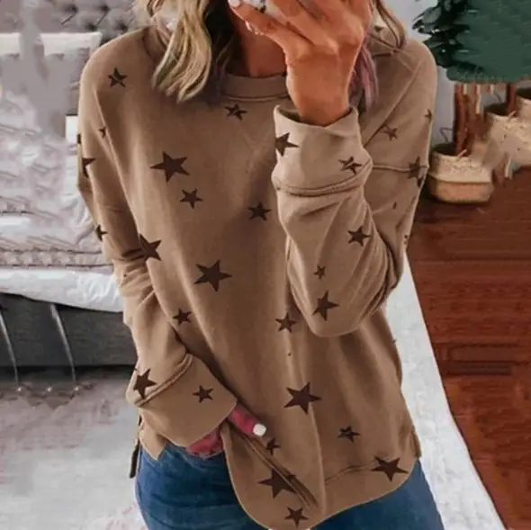 Star print stitching T-shirt fashion top women