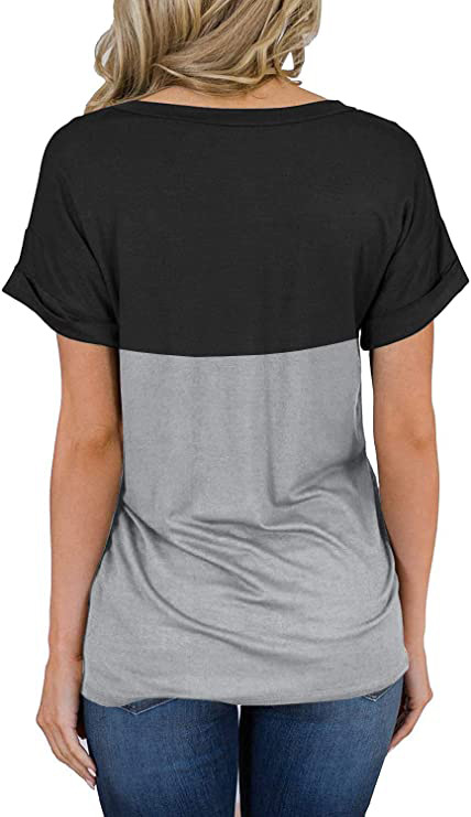 Leopard print colorblock short sleeves