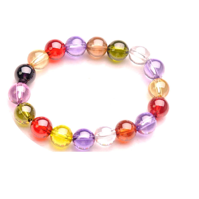 Colorful zircon round bead bracelet