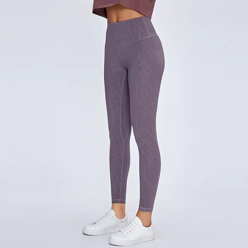 Hip lifting running small leg fitness pants - Geometric Grey