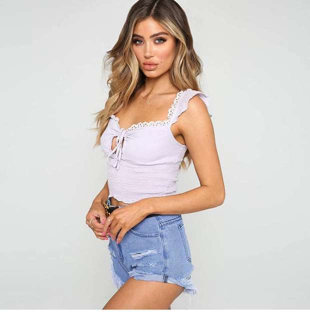 Ladies sexy lace up vest