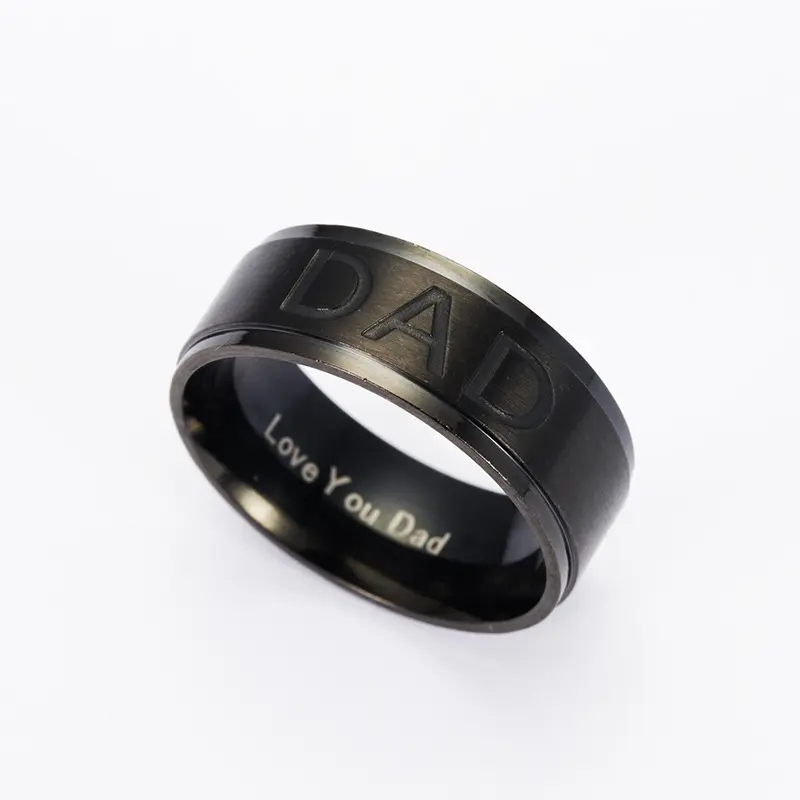 Monogram ring titanium steel