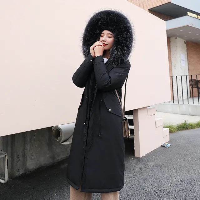 Women's long cotton padded coat Black - Shop at LoveMi