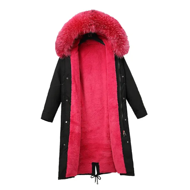 Women's long cotton padded coat Rose Red - Shop at LoveMi