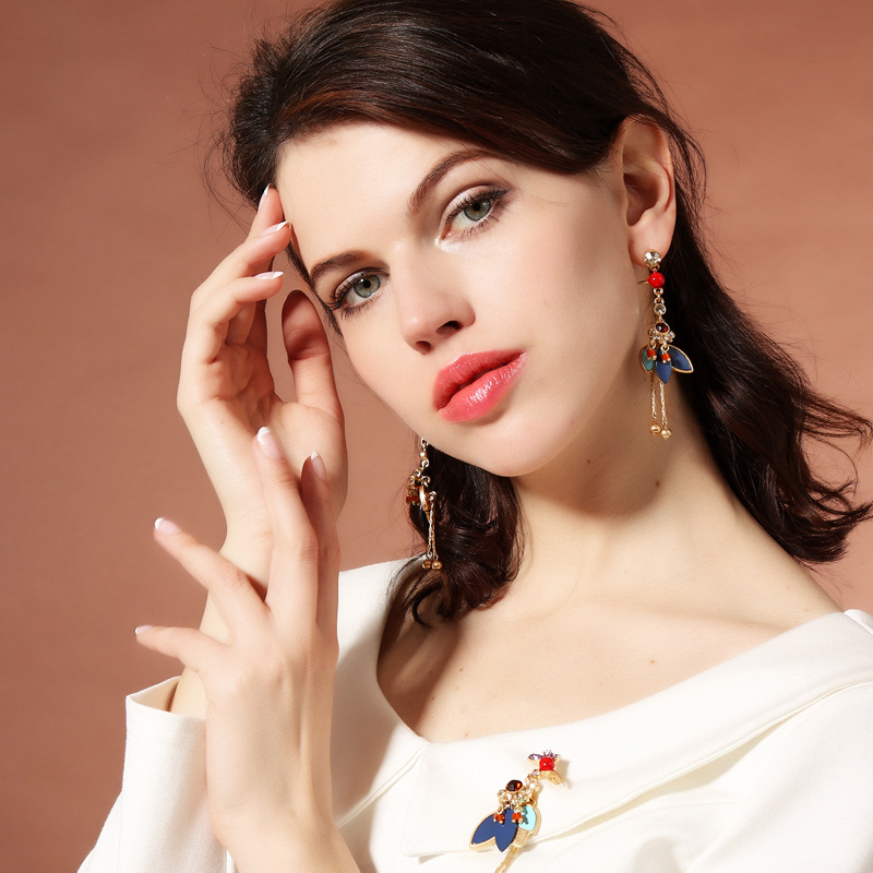 Fringed Bird Stud Earrings