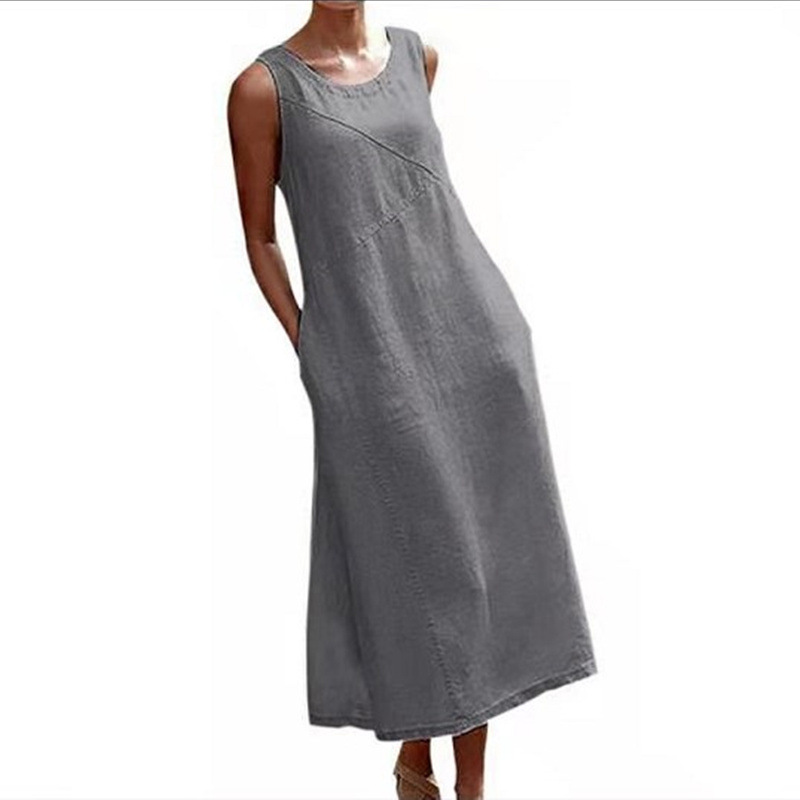 Cotton linen sleeveless dress