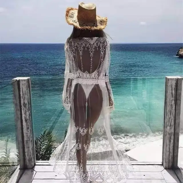 Embroidered sexy beach blouse White - Shop at LoveMi