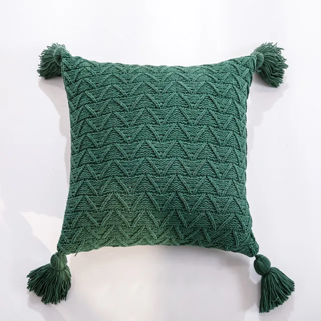 Solid color knitted pillowcase Green - Shop at LoveMi