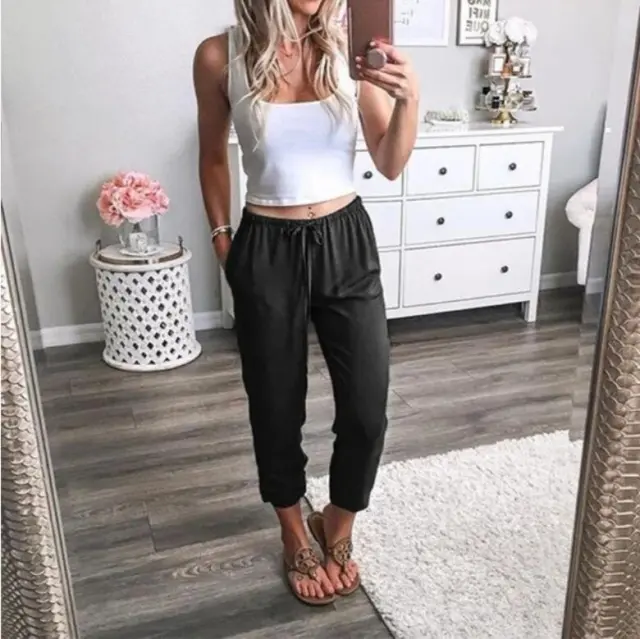 Plain lace up harem pants Black - Shop at LoveMi
