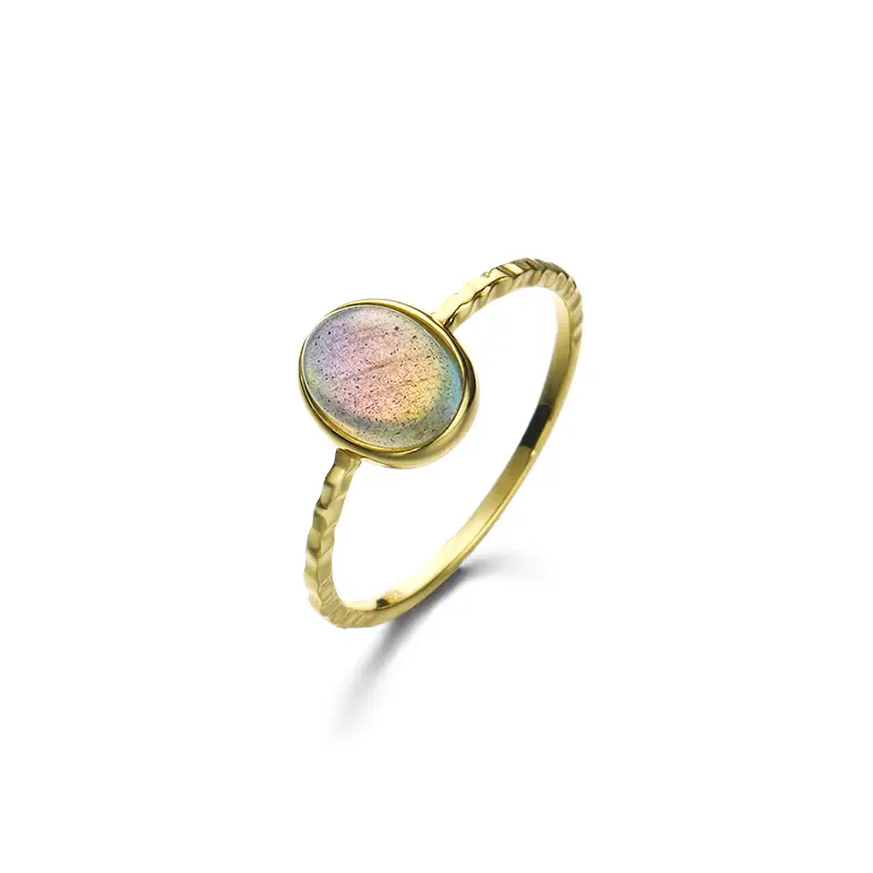 Simple personality Labradorite ring female