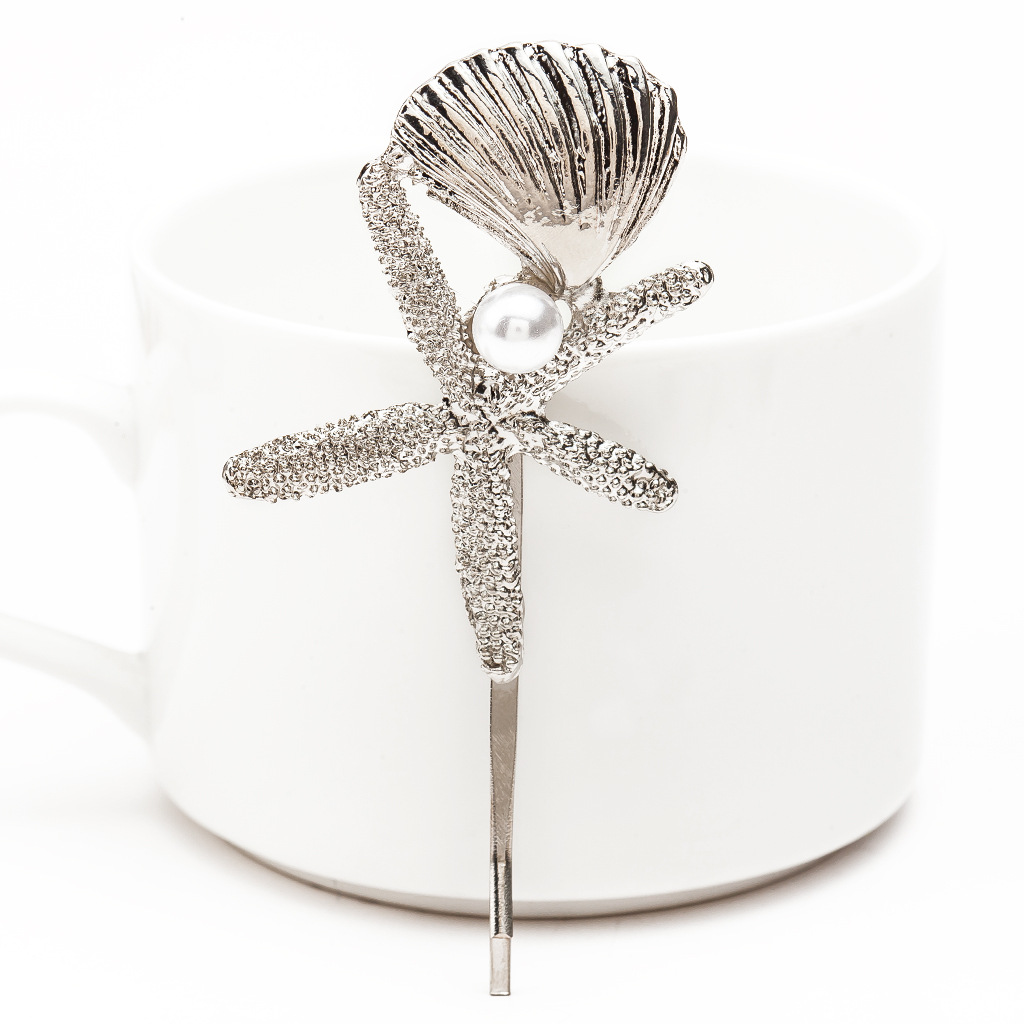 Conch shell starfish hairpin Silver - Shop at LoveMi