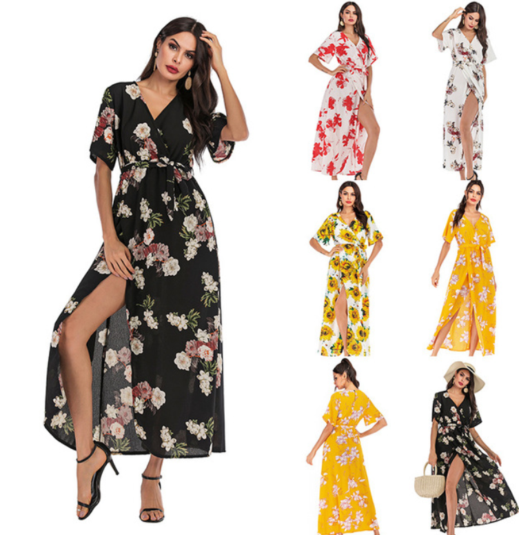 Black casual printed waist dress skirt