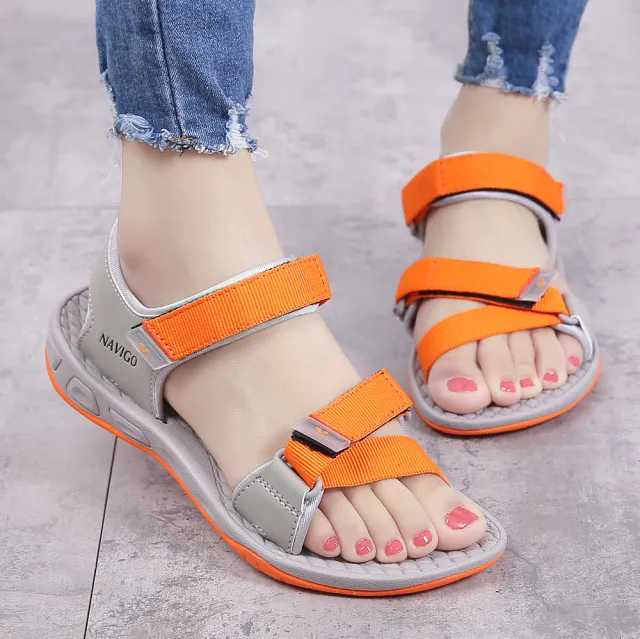 Summer student flat sandals in Rome Orange - Shop at LoveMi