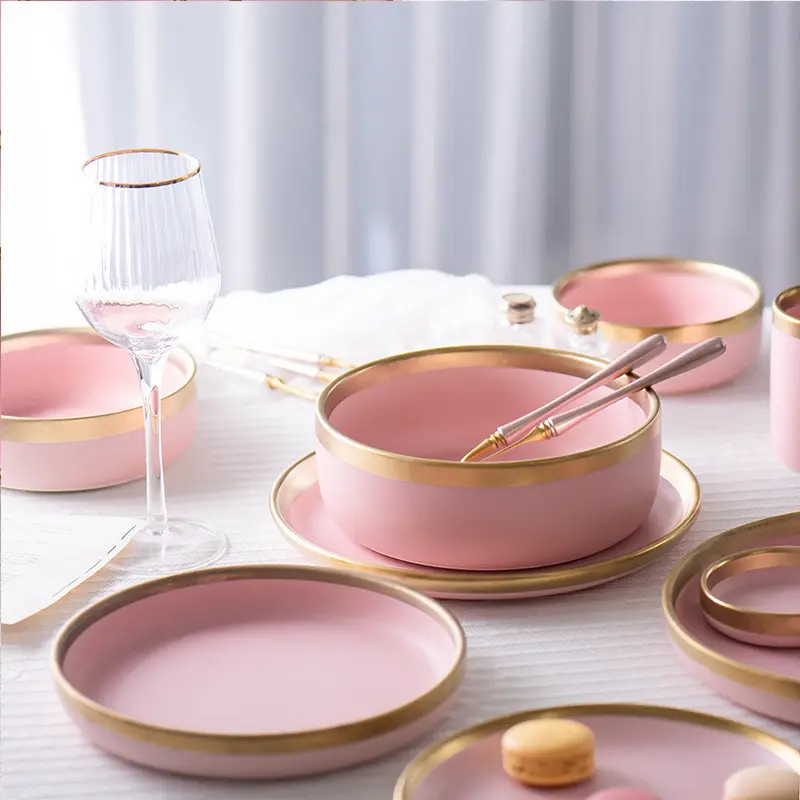 Ceramic Pink Household Simple Tableware