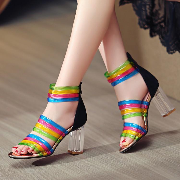 Sandals Candy Color Ankle Strap High Heel Sandals