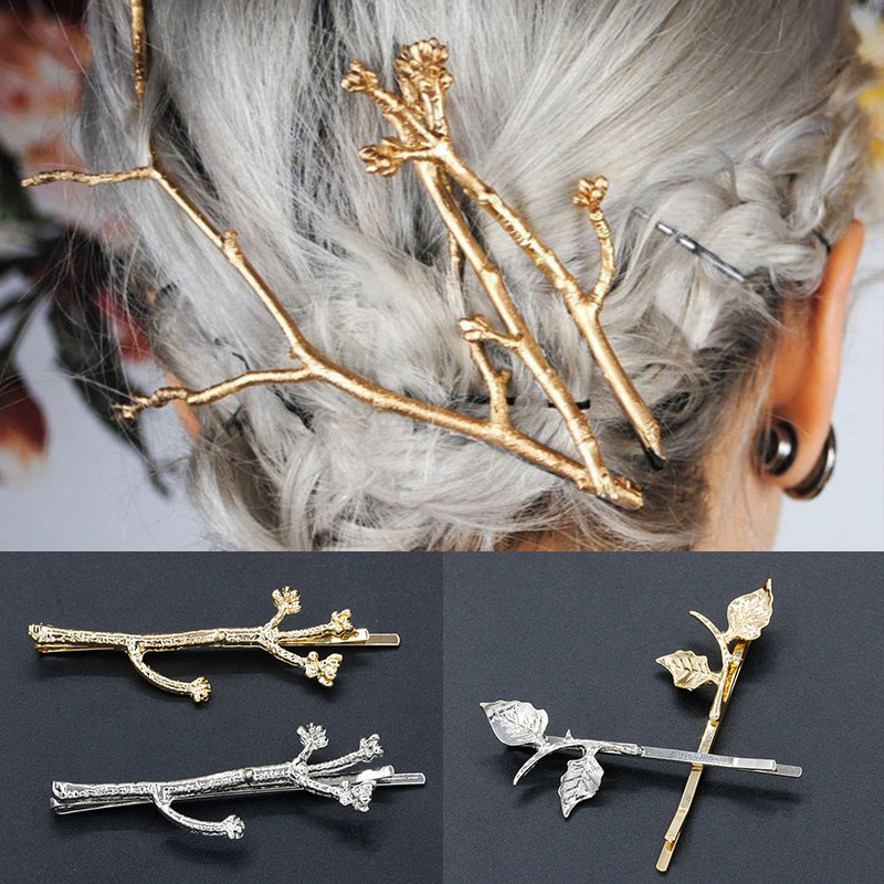 Metal branch women's hair clip