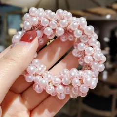 Girls Pearl Headdress Jewelry Hair Tie - Pink - View 1