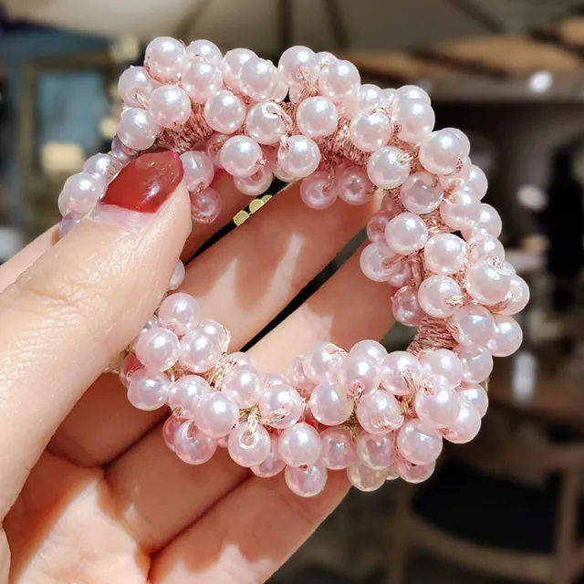 Girls Pearl Headdress Jewelry Hair Tie Pink - Shop at LoveMi