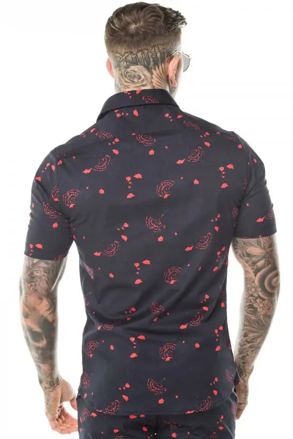 Lapel printed men's casual shirt