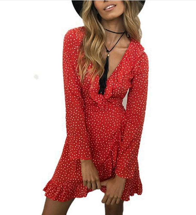 Ruffled slim cardigan dress