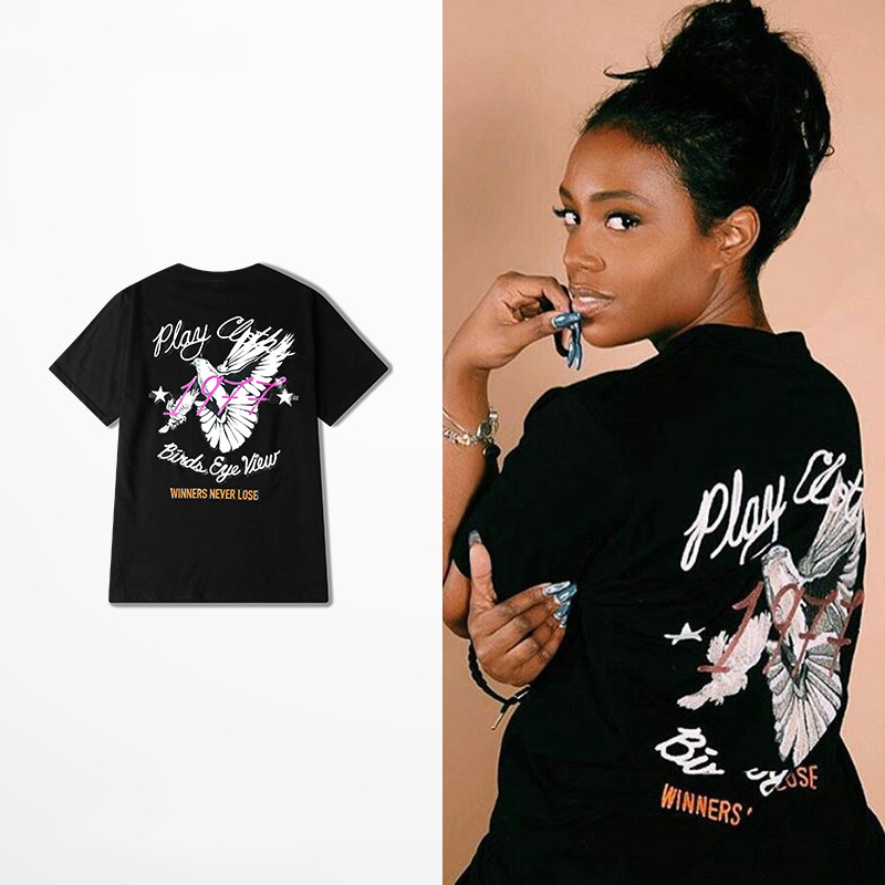 Black graffiti print hip hop short sleeve