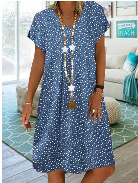 V-neck round dessert print dress