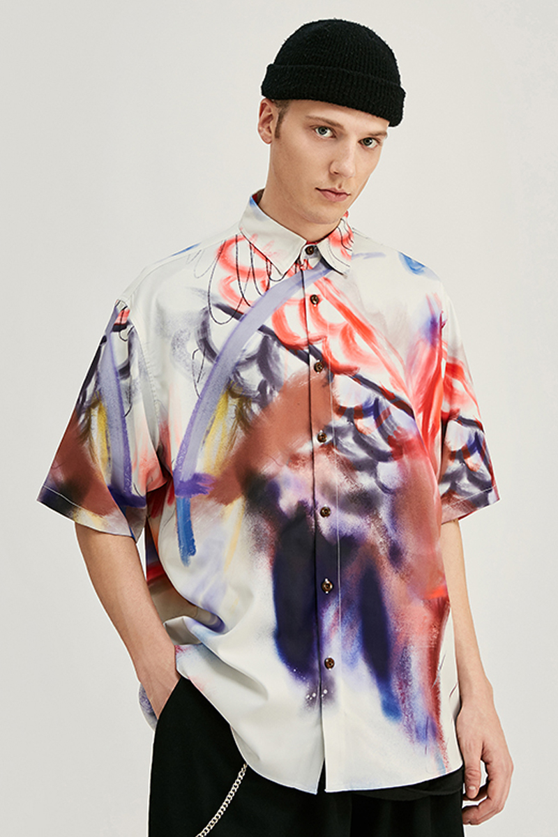 Color loose short sleeve shirt