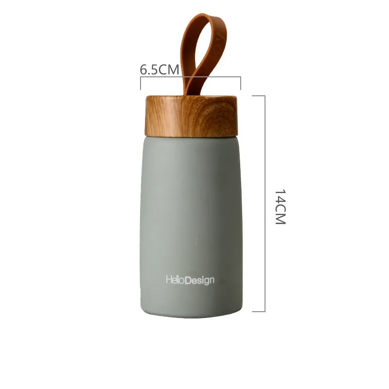 Wood grain 304 stainless steel mug 280ml - Grey Green