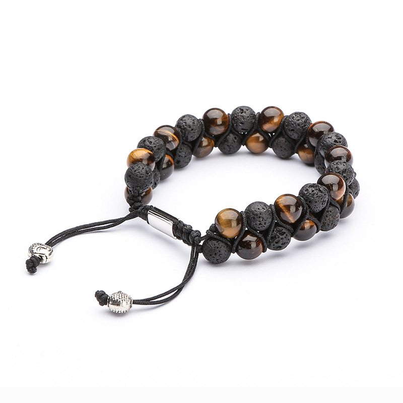 Natural Tiger Eye Stone Volcanic Double Row Bracelet