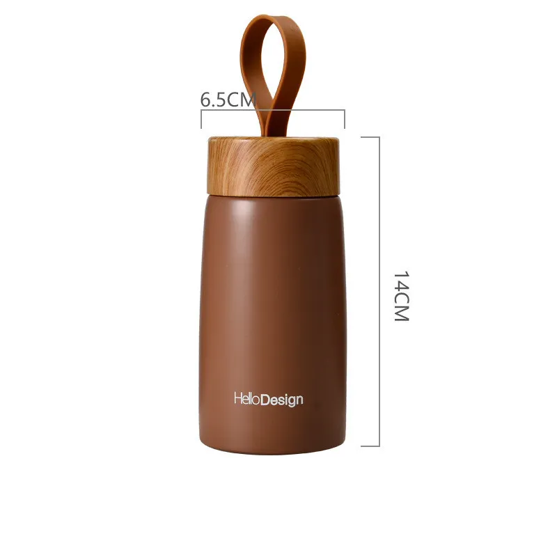 Wood grain 304 stainless steel mug 280ml - Brown